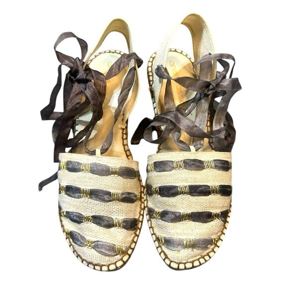 Andre Assous Linen Canvas with Ribbon Weave  Espadrille Wedges Size 10 - Picture 2 of 13